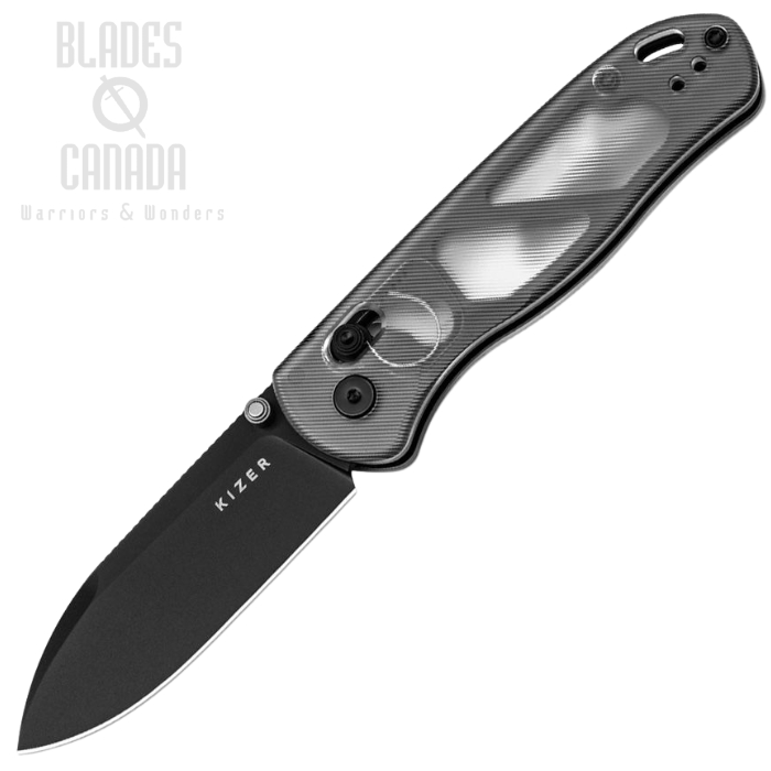 Kizer Drop Bear Clutch Lock Folding Knife, Nitro-V Black, Clear Acrylic Handle, V3619A9 Kizer Drop Bear Clutch Lock Folding Knife, Nitro-V Black, Clear Acrylic Handle, V3619A9
