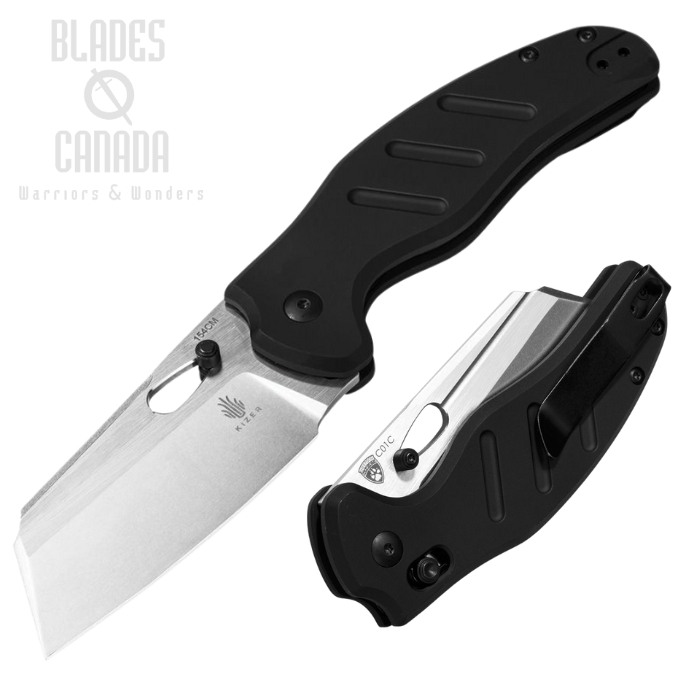 Kizer C01C Sheepdog Folding Knife, 154CM Satin, Aluminum Black, V4488AC2
