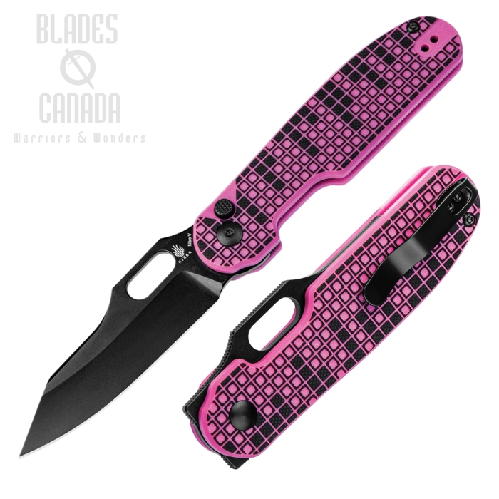 Kizer Cormorant Button Lock Folding Knife, Nitro-v Black, G10 Black/Pink Retro Gaming, KIV4562A2