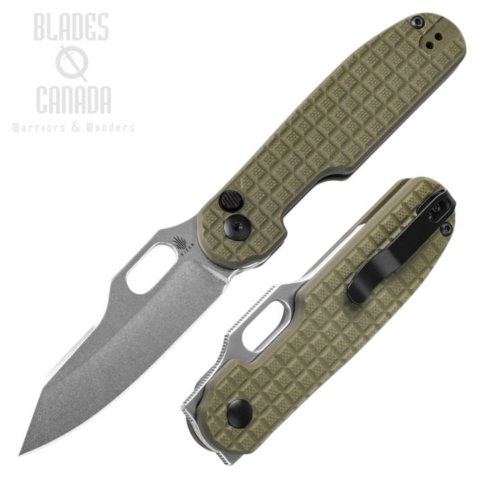 Kizer Cormorant Button Lock Folding Knife, Nitro-V Stonewash, G10 Green, KIV4562C1