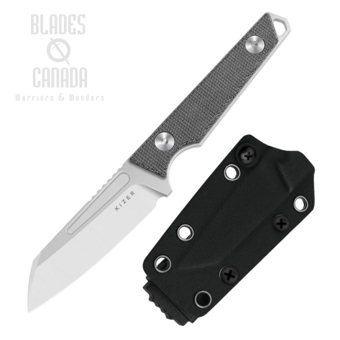 Kizer Phasmids Fixed Blade Knife, AEB-L Satin, Micarta Black, Kydex Sheath, 1079A3 Kizer Phasmids Fixed Blade Knife, AEB-L Satin, Micarta Black, Kydex Sheath, 1079A3