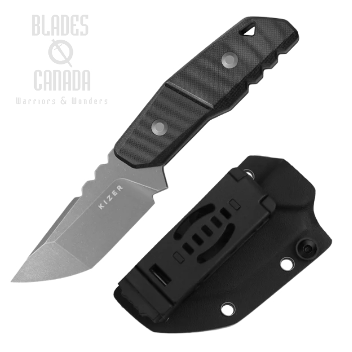 Kizer Quartz Fixed Blade Knife, AEB-L Gray SW, G10 Black, 1086A2 Kizer Quartz Fixed Blade Knife, AEB-L Gray SW, G10 Black, 1086A2