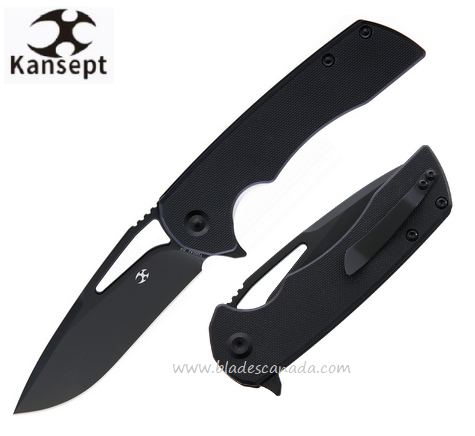 Kansept Kryo Flipper Folding Knife, D2 Steel, G10 Black, T1001A2