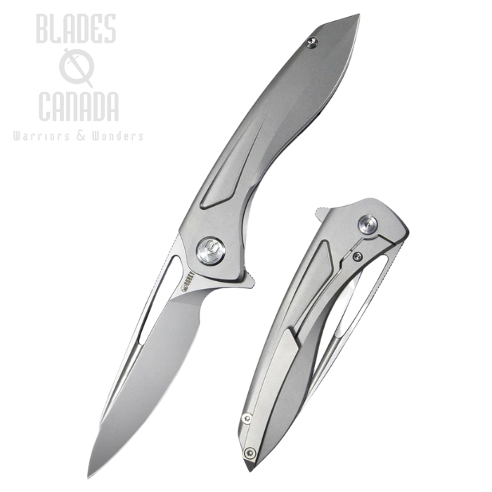 Kubey Velocé Flipper Framelock Knife, S90V Sandblast, Titanium Grey, KB171H