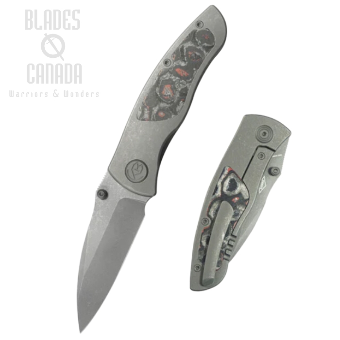 Kubey Vertigo Framelock Folding Knife, S35VN Stonewash, Titanium Darkblast/Carbon Fiber, KB258A