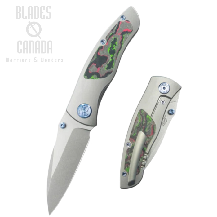 Kubey Vertigo Framelock Folding Knife, S35VN Stonewash, Titanium/Carbon Fiber, KB258B