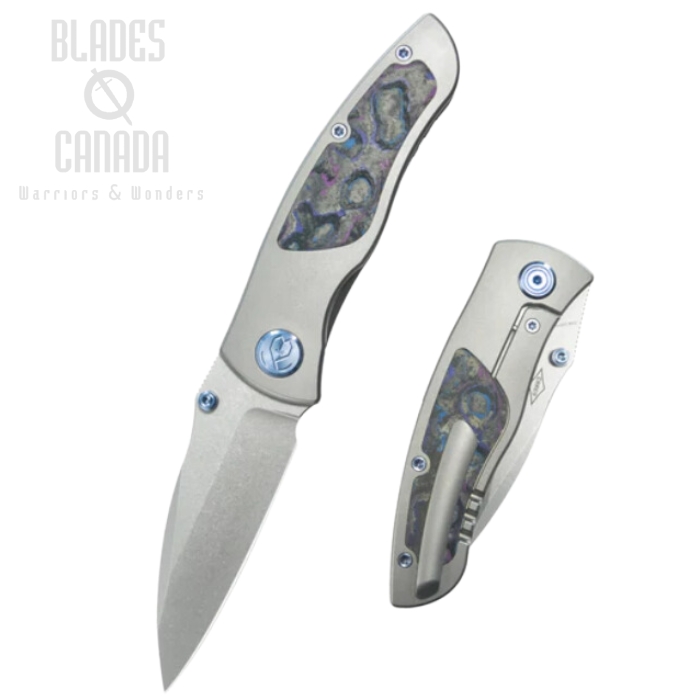 Kubey Vertigo Framelock Folding Knife, S35VN Stonewash, Titanium/Carbon Fiber, KB258C