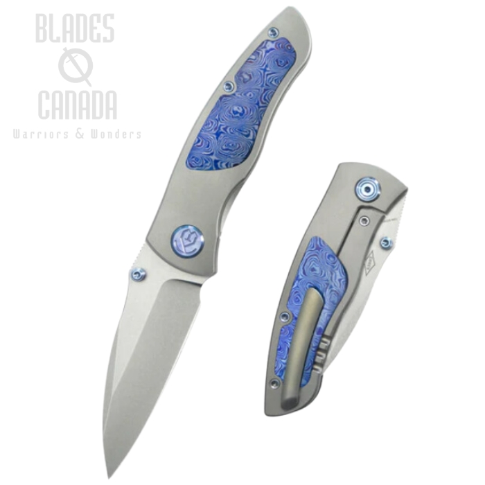 Kubey Vertigo Framelock Folding Knife, S35VN Stonewash, Titanium/Timascus, KB258D