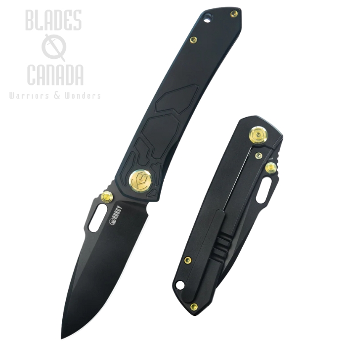 Kubey Blackout Framelock Folding Knife, M390 Black, Titanium Black, KB259C