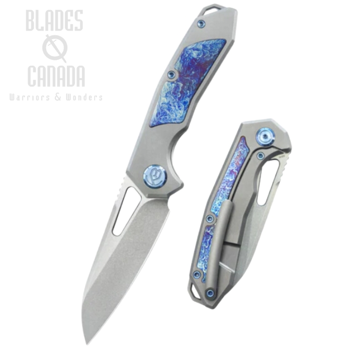 Kubey Vagrant Framelock Folding Knife, S35VN Beadblast, Titanium/Timascus, KB284H