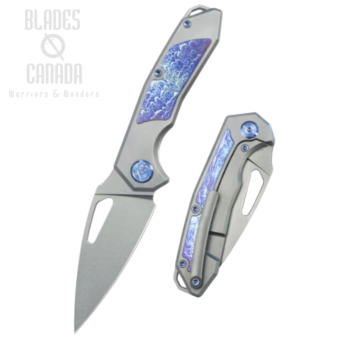 Kubey Coeus Framelock Folding Knife, S35VN Beadblast, Titanium Grey/Timascus, KB286A