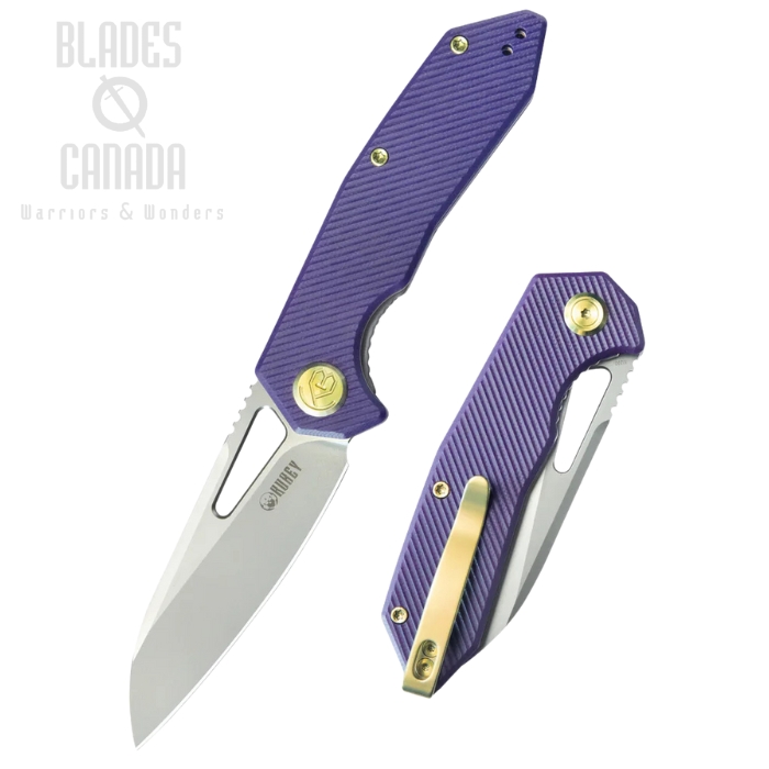 Kubey Vagrant Folding Knife, M390 Sandblast, G10 Purple, KB291S