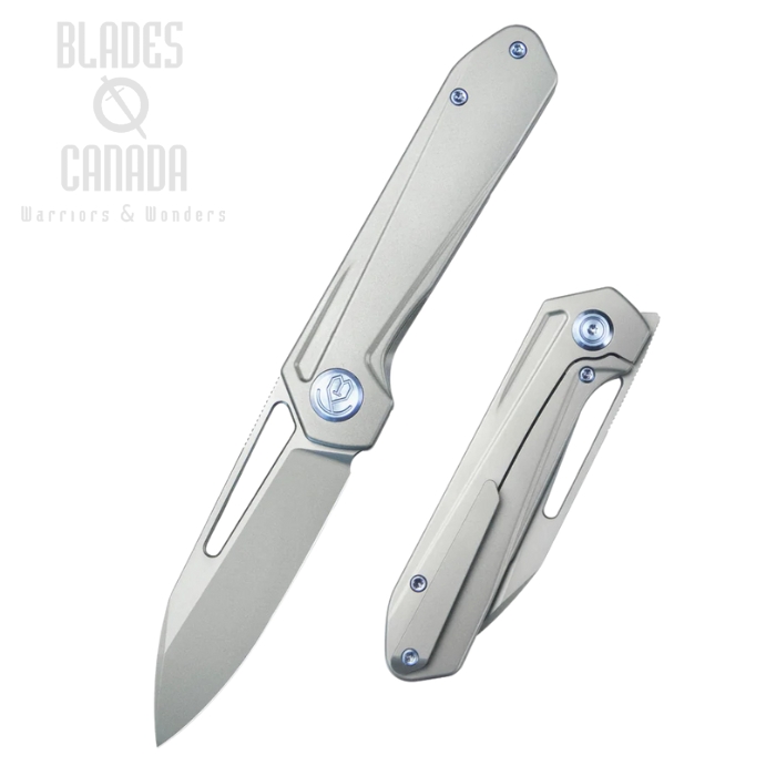 Kubey Royal Flipper Framelock Knife, M390 Sandblast, Titanium Grey, KB321I