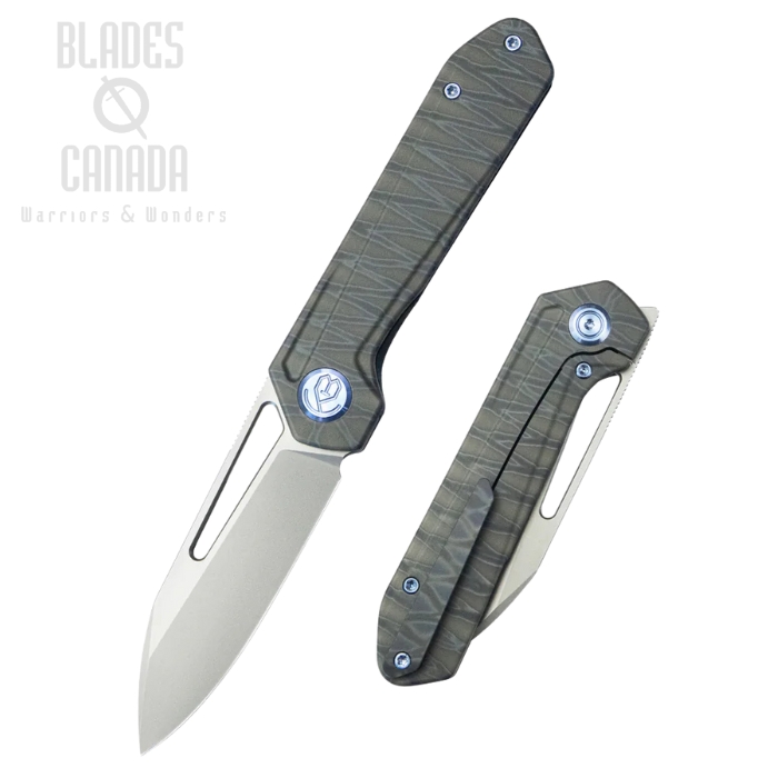 Kubey Royal Flipper Framelock Knife, M390 Sandblast, Titanium Flame, KB321N