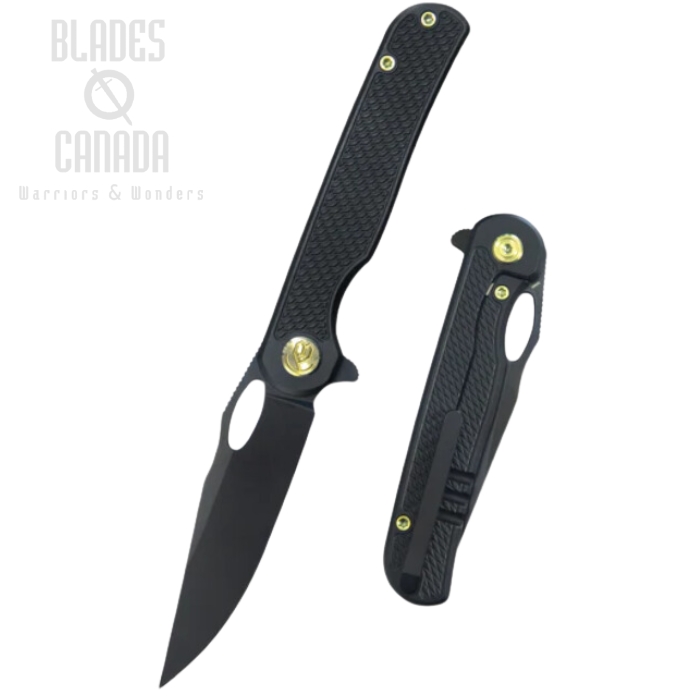 Kubey Hydro Flipper Framelock Knife, M390 Black, Titanium Black, KB323B