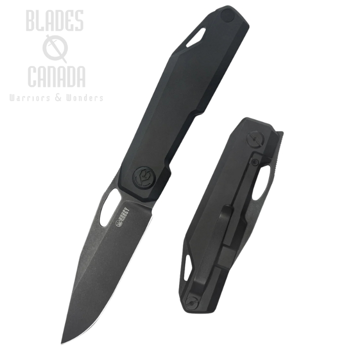 Kubey Verijero Flipper Framelock Knife, 14C28N Blackwash, Titanium Black, KB340D