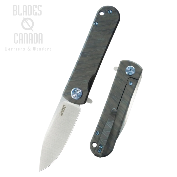 Kubey NEO Flipper Framelock Knife, S35VN Belt Satin, Titanium Flame, KB359B