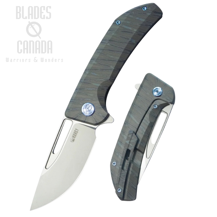 Kubey Hyperion Flipper Framelock Knife, CPM S35VN Sandblast, Titanium Flame Micro Milling, KB368I