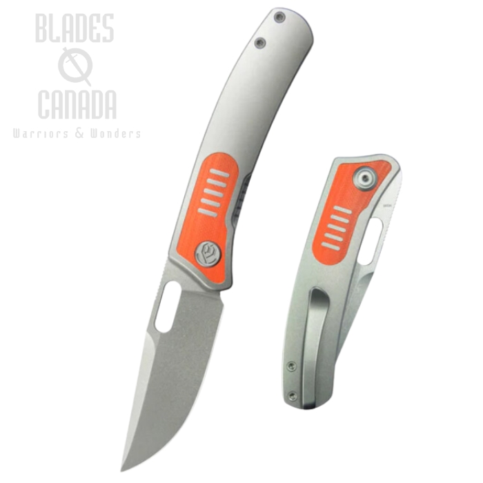 Kubey Common Thread Folding Knife, M390 Stonewash, Titanium/G10 Orange, KB377A