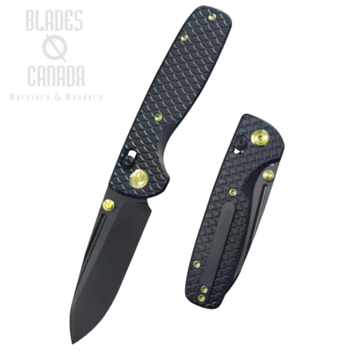 Kubey Bluff Crossbar Lock Folding Knife, S35VN Black, Titanium Black Pattern, KB283B