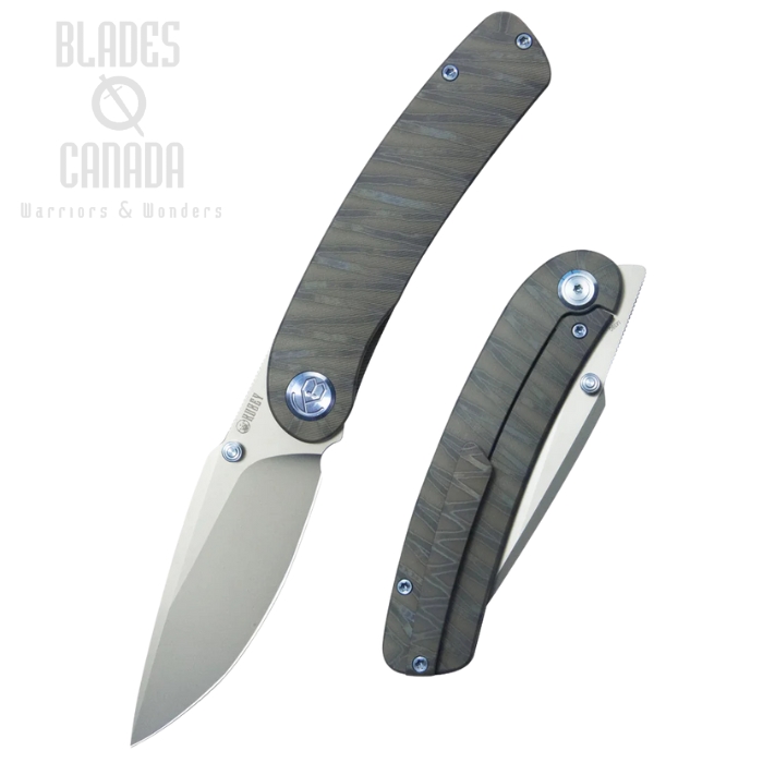 Kubey Momentum Flipper Framelock Knife, M390 Beadblast, Titanium Flame, KB386C