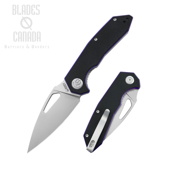 Kubey Coeus Folding Knife, 14C28N Beadblast, G10 Black/Purple, KU122R