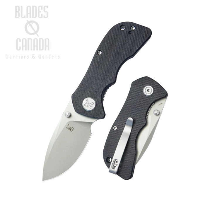 Kubey Karaji Folding Knife, 14C28N Beadblast, G10 Black, KU180L