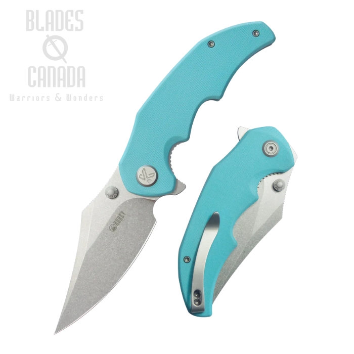 Kubey Ceto Flipper Folding Knife, 14C28N SW, G10 Tiffany Blue, KU181B