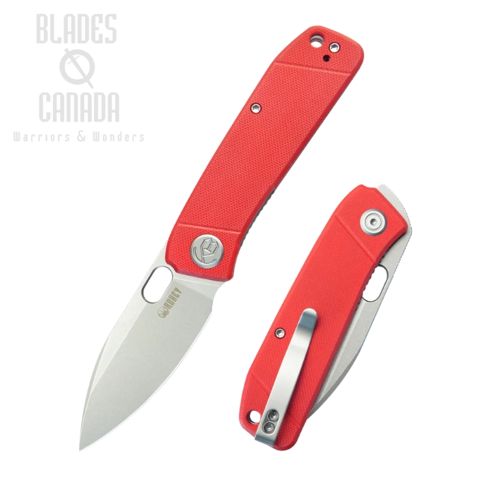 Kubey Hyde Flipper Folding Knife, 14C28N Beadblast, G10 Red, KU2104G