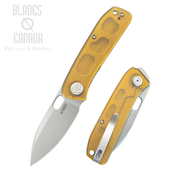 Kubey Hyde Flipper Folding Knife, 14C28N Beadblast, Ultem Handle, KU2104I