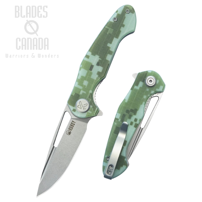 Kubey Dugu Flipperr Folding Knife, 14C28N Beadblast, G0 Camo, KU210H