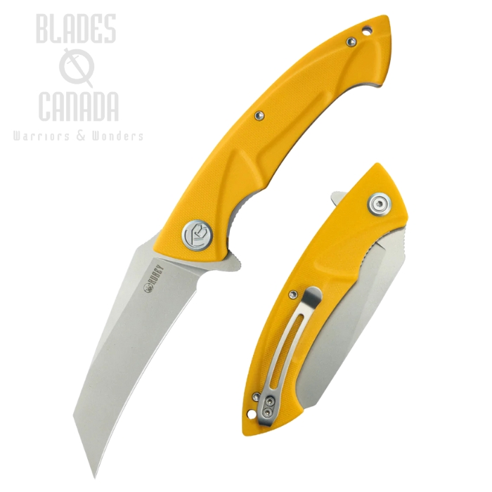 Kubey Anteater Flipper FOlding Knife, 14C28N Sandblast, G10 Yellow, KU212K