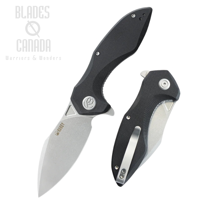 Kubey Noble Flipper Folding Knife, 14C28N Beadblast, G10 Black, KU236K