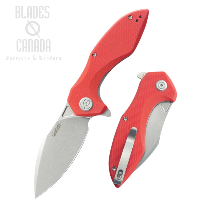 Kubey Noble Flipper Folding Knife, 14C28N Beadblast, G10 Red, KU236L