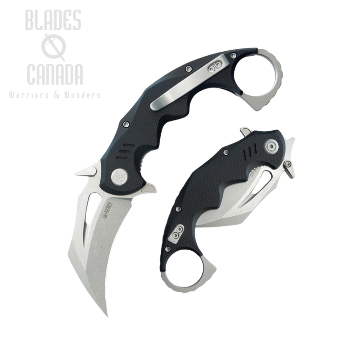 Kubey Mini Wrath Flipper Karambit Knife, 14C28N Beadblast, G10 Black, KU262A