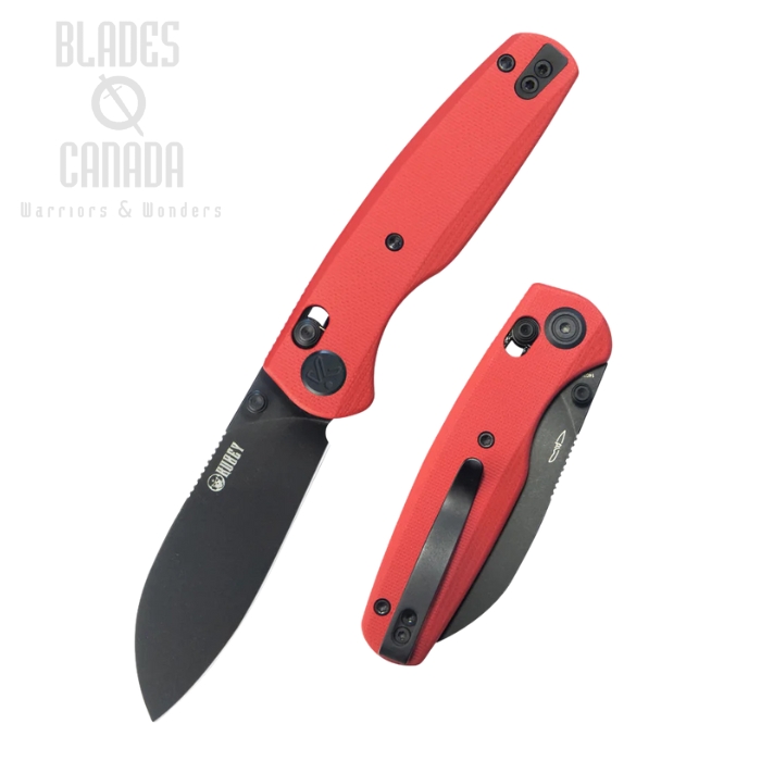 Kubey Breeze Crossbar Lock Folding Knife, 14C28N Blackwash, G10 Red, KU288F