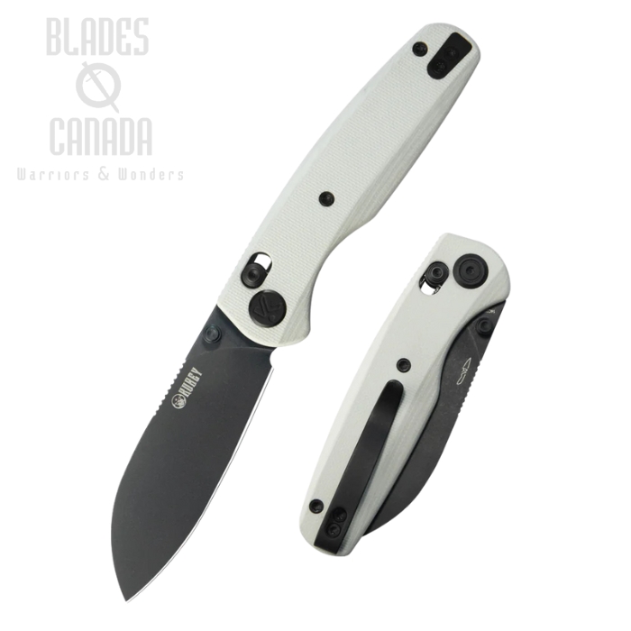 Kubey Breeze Crossbar Lock Folding Knife, 14C28N Blackwash, G10 White, KU288H