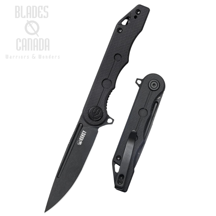 Kubey Mizo Flipper Folding Knife, AUS10 Black, G10 Black, KU312B