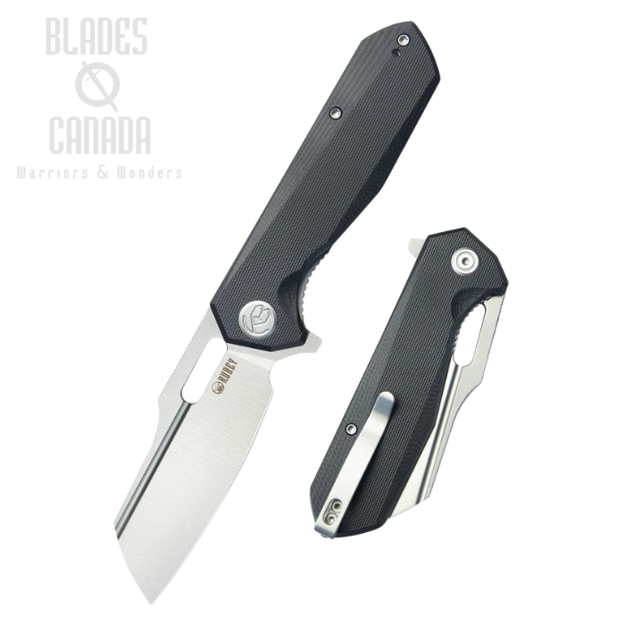 Kubey Atlas Flipper Folding Kife, 14C28N Satin, G10 Black, KU328D