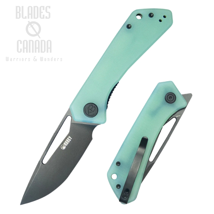 Kubey Thalia Flipper Folding Knife, 14C28N Blackwash, G10 Jade, KU331N