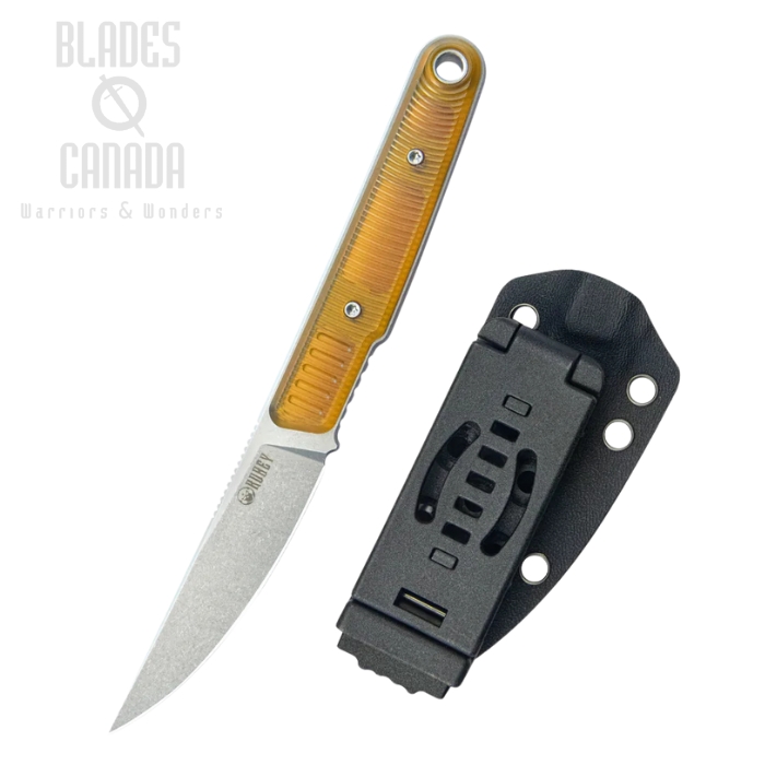 Kubey JL Kwaiken Fixie Fixed Blade Knife, 14C28N Beadblast, Ultem, Kydex Sheath, KU355C