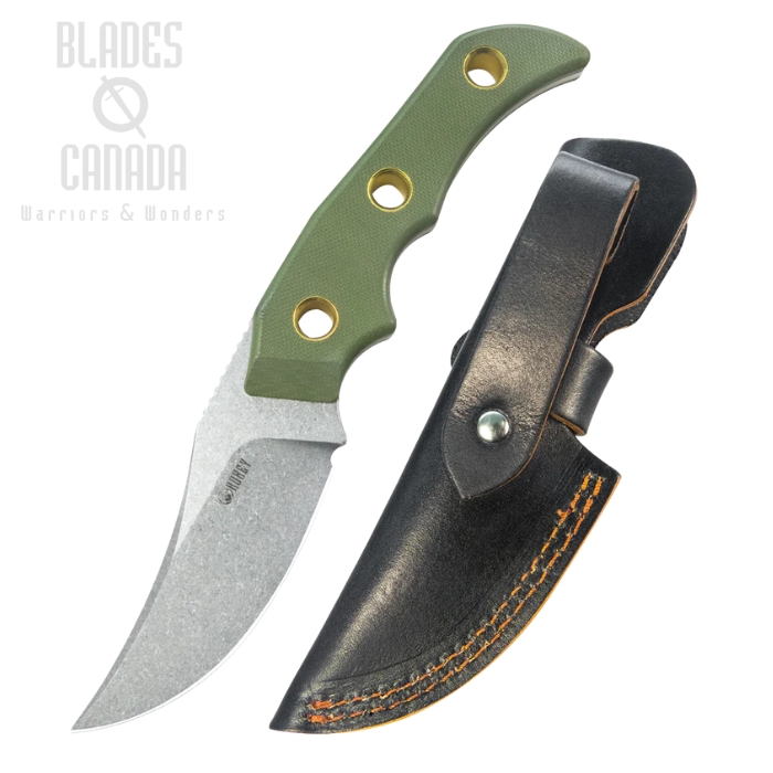 Kubey Mikkel Willumsen Fixed Blade Knife, 14C28N Beadblast, G10 Green, KU375C