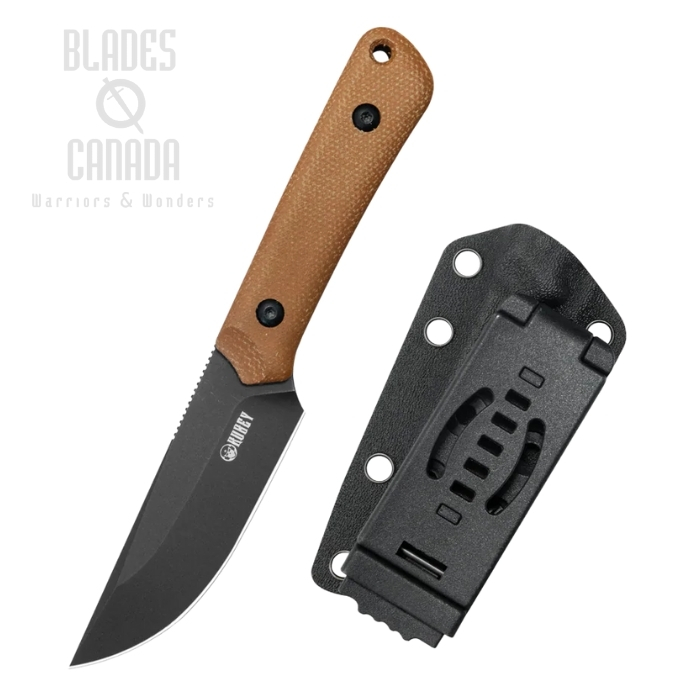 Kubey Thorn Fixed Blade Knife, 14C28N Blackwash, Micarta Brown, Kydex Sheath, KU413F Kubey Thorn Fixed Blade Knife, 14C28N Blackwash, Micarta Brown, Kydex Sheath, KU413F