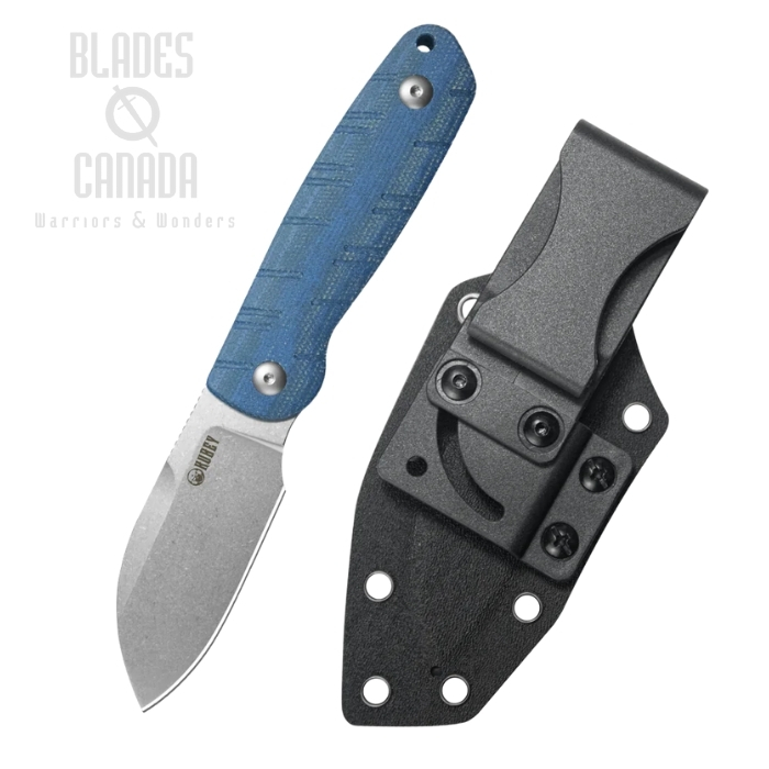 Kubey Microburst Fixed Blade Knife, 14C28N Steel, Micarta Blue, KU455A (image for) Kubey Microburst Fixed Blade Knife, 14C28N Steel, Micarta Blue, KU455A