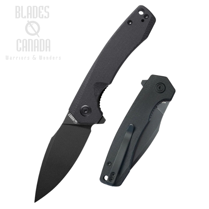 Kubey Calyce Flipper Folding Knife, AUS10 Blackwash, G10 Black, KU901L