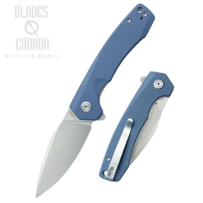 Kubey Calyce Flipper Folding Knife, AUS10 Beadblast, G10 Blue, KU901M