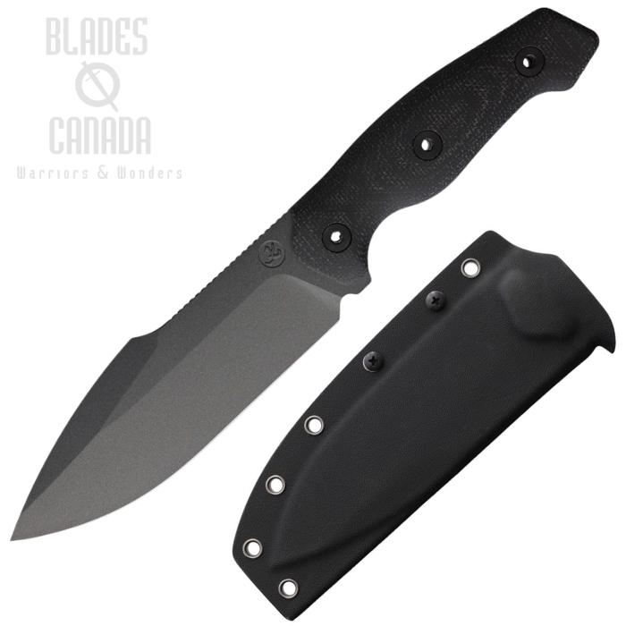 Kunwu Stiffy G Fixed Blade Knife, ASSAB 88 Black Teflon Blade, Micarta Black Full Tang, Kydex Sheath, F712-BK-1 (image for) Kunwu Stiffy G Fixed Blade Knife, ASSAB 88 Black Teflon Blade, Micarta Black Full Tang, Kydex Sheath, F712-BK-1