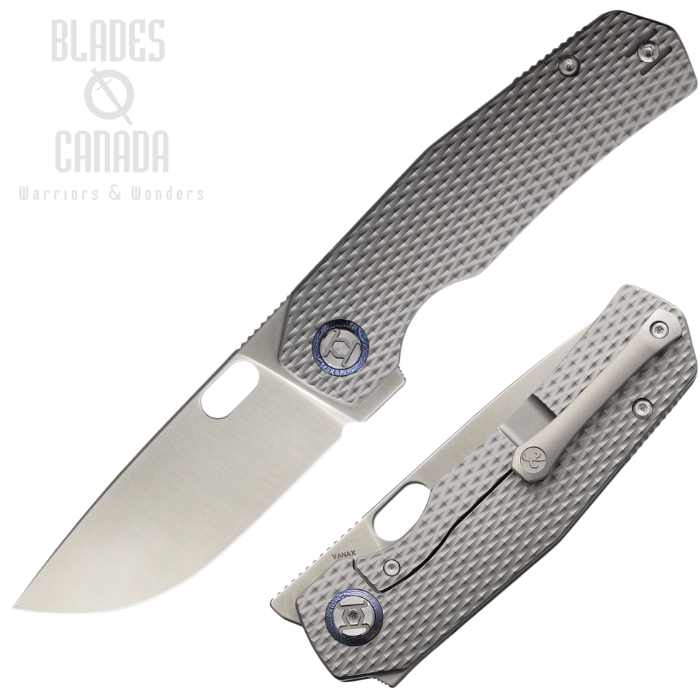 Kunwu Tao III Flipper Framelock Knife, Vanax Satin, Titanium Diamond Texture, K703L-T1A (image for) Kunwu Tao III Flipper Framelock Knife, Vanax Satin, Titanium Diamond Texture, K703L-T1A