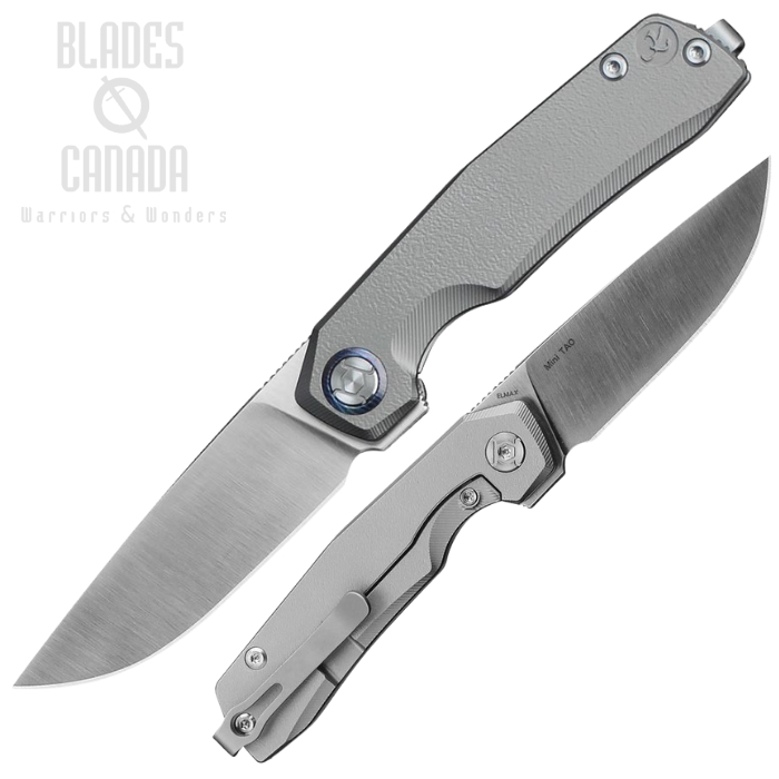 Kunwu Mini TAO Framelock Folding Knife, Elmax Satin, Titanium Gray, KUNK703S