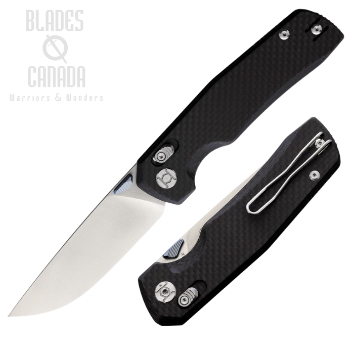 Kunwu Chad XT Lock Folding Knife, Elmax Satin, Carbon Fiber, KUNSX703F